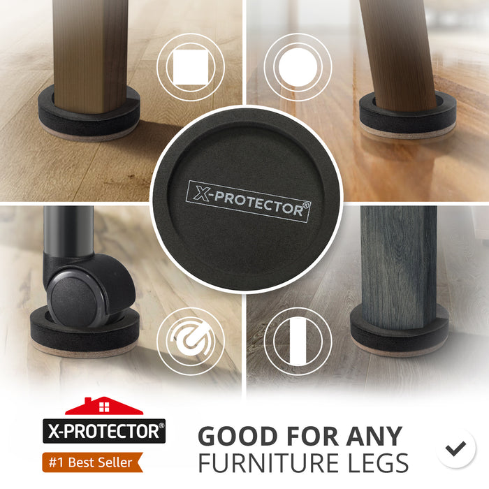 X-PROTECTOR Felt Furniture Sliders for Hardwood Floors 8 pcs 4.75” - Heavy-Duty Furniture Movers for Hard Surfaces - Furniture Slider with Unique Design - Felt Sliders - Move Your Furniture Easily!