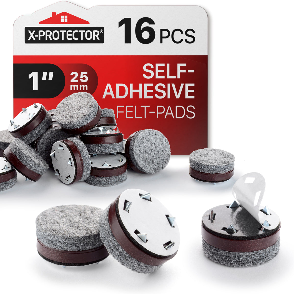 Felt Furniture Pads XProtector with Prongs 16 pcs for Hardwood Floors