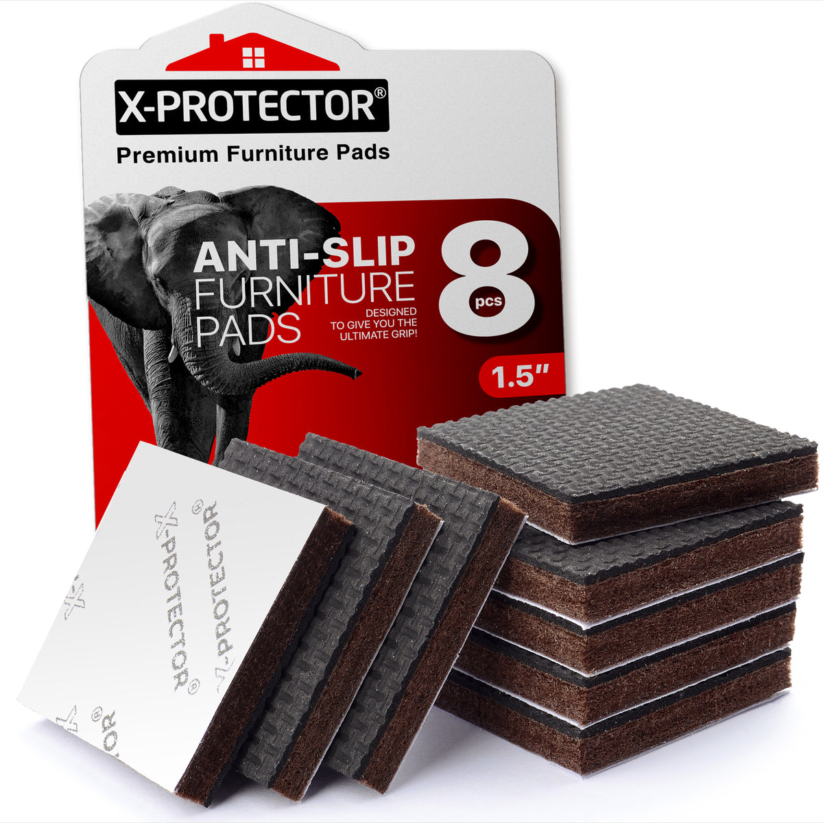 X-PROTECTOR Non Slip Furniture Pads - Premium 16 pcs 2 Furniture Grippers!  Best SelfAdhesive Rubber Feet Furniture Feet - Ideal Non Skid Furniture Pad  Floor Protectors for Fix in Place Furniture 