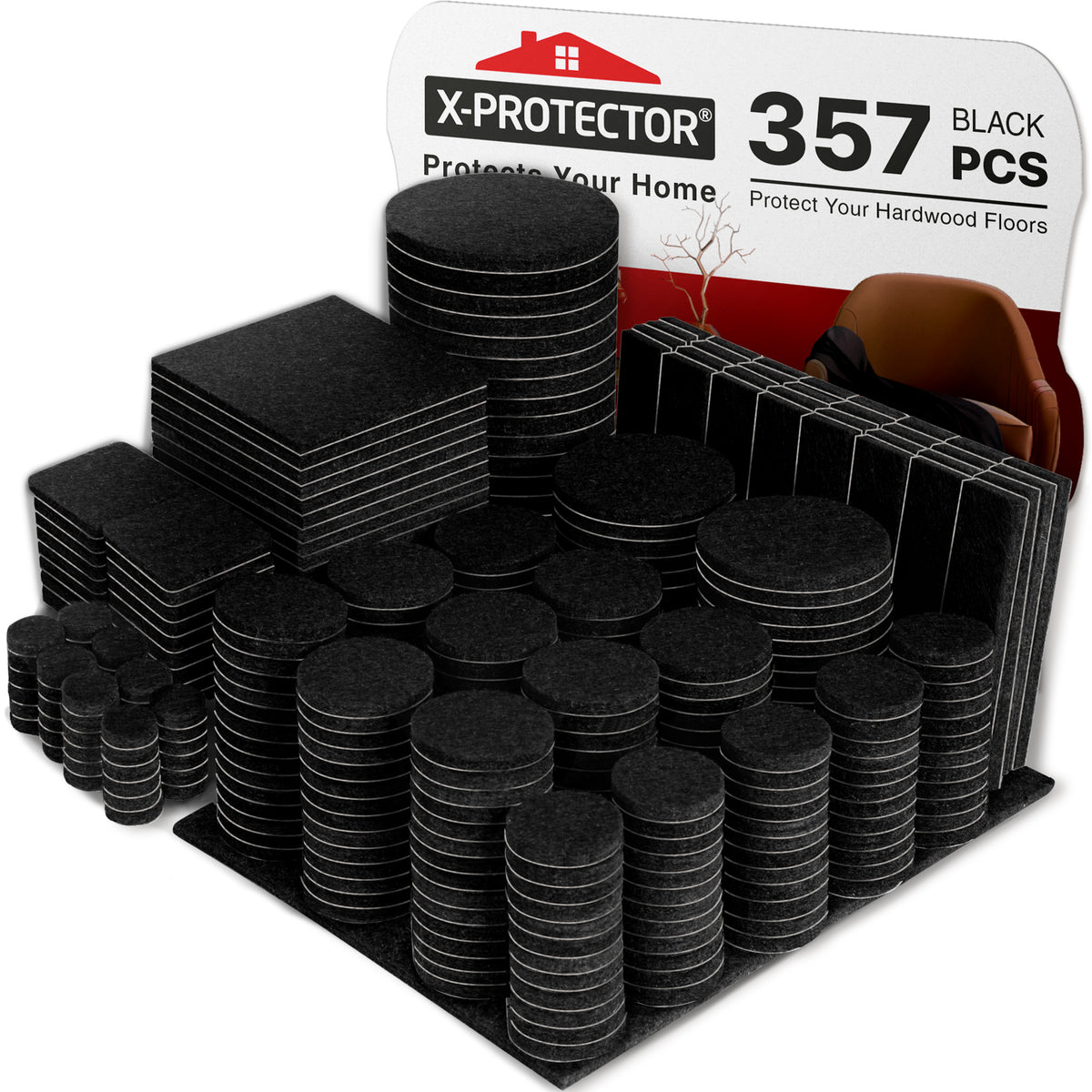 Padding For Wood 357 pcs Ideal Black Felt Furniture Pads by X-Protector for Wood Floor!