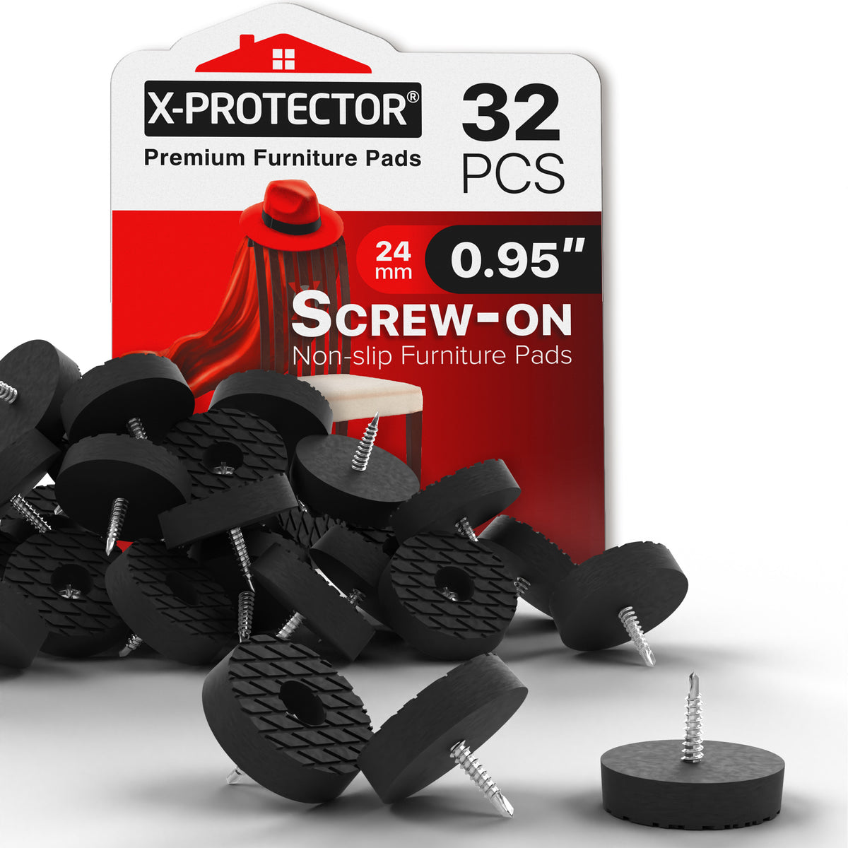 32 pcs Premium Non Slip Screw On Rubber Feet by X Protector 0.95