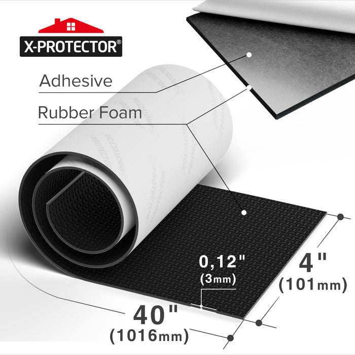X-Protector Rubber Sheet - 4 Pcs Rubber Pads 4 x 5 - Black Non Slip Pad - Universal Anti Skid Pads - Self-Adhesive Rubber Grips - Premium Rubber
