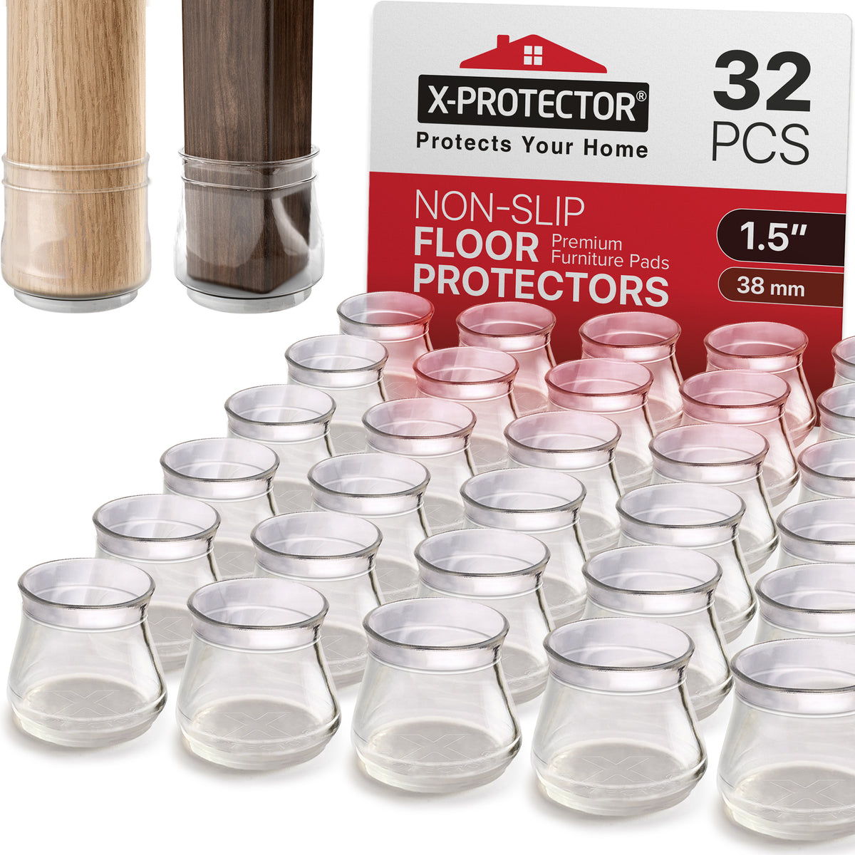 32 PCS Silicone Chair Leg Floor Protectors with Non-Slip Furniture Pad ...