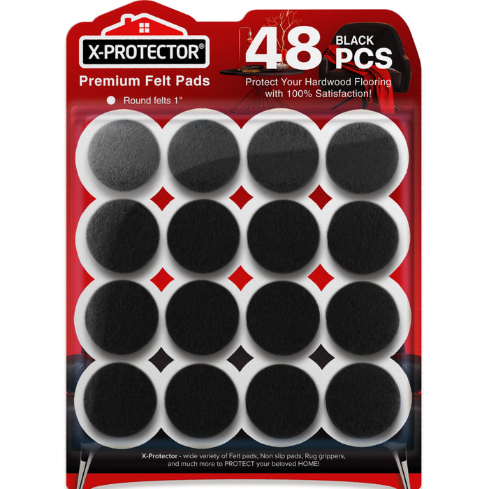 48 pcs Best Felt Premium Furniture Pads X-PROTECTOR (Black)! — X-Protector