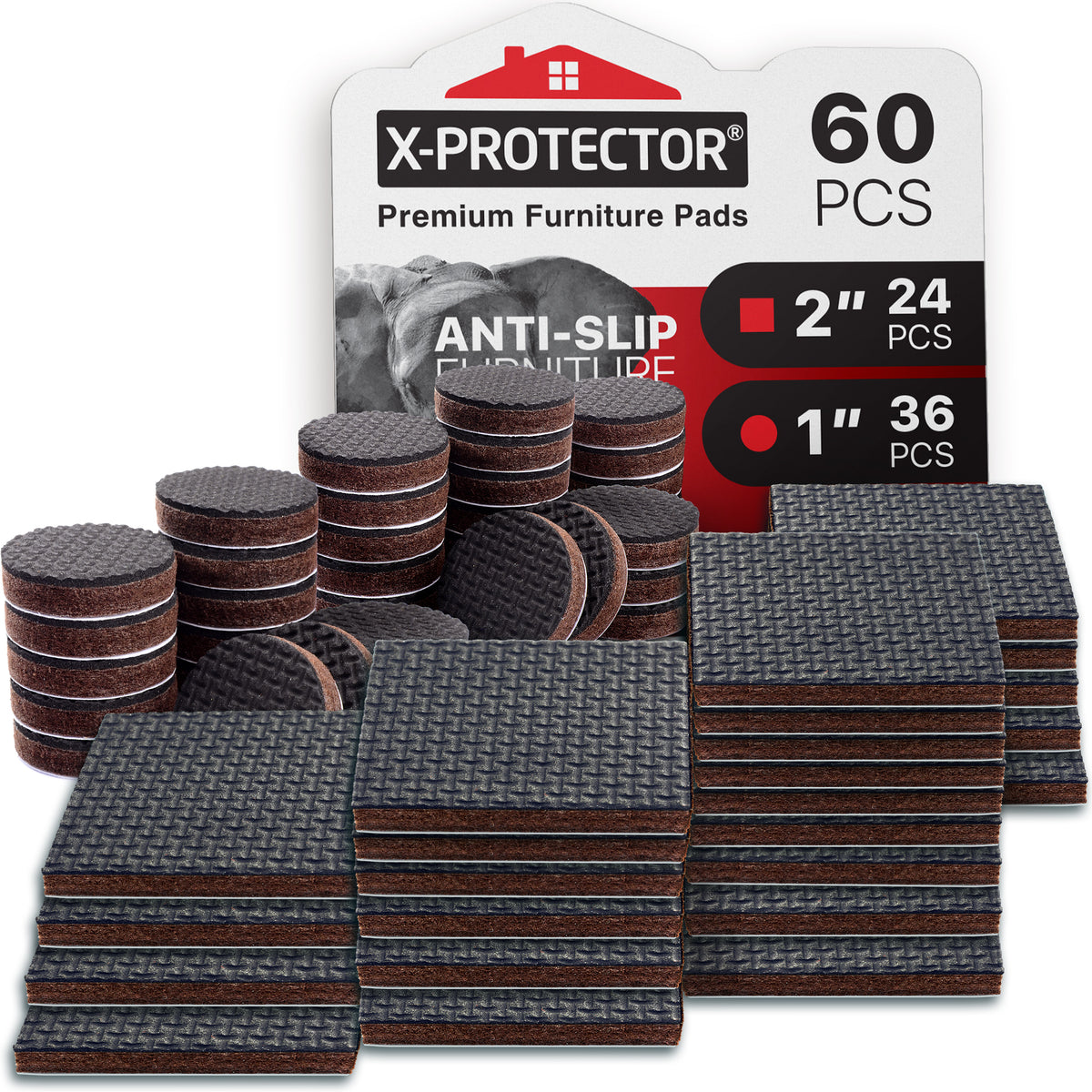 60 pcs X Protector NonSlip Furniture Pads for Hardwood Floors