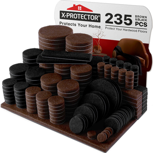 235 Pcs Felt Furniture Pads Brown & Black X-Protector! Huge Quantity of Furniture Pads for Hardwood Floors – Your Ideal Wood Floor Protectors for