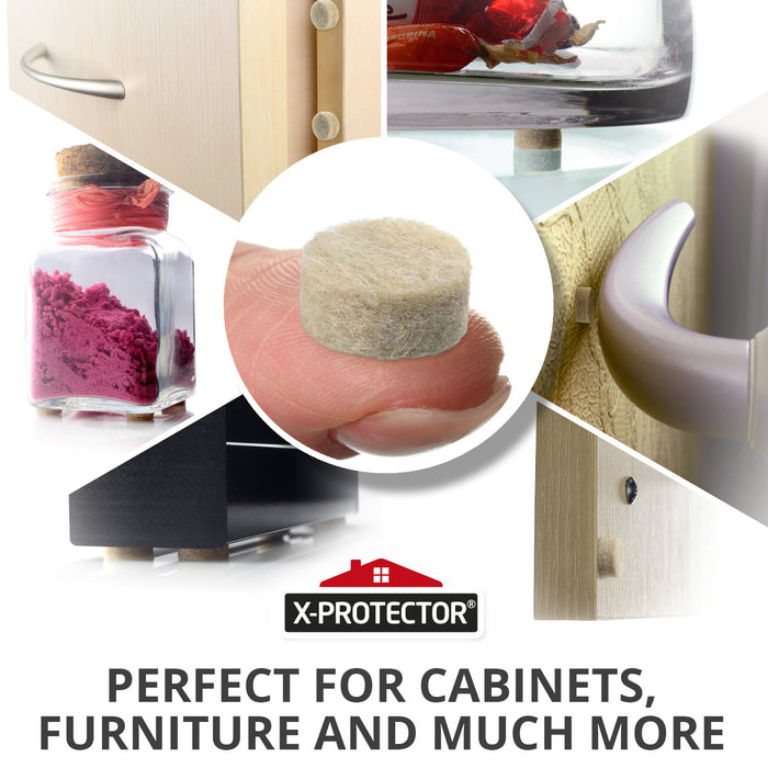 Cabinet Door Bumpers X-Protector – Small Felt Pads 3/8” – 100 PCS Ideal Felt