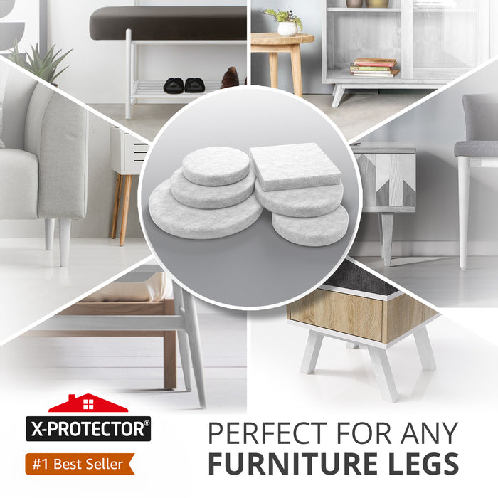Furniture Pads for Hardwood Floors - 48 PCS Premium Felt Pads Floor  Protector - Self Adhesive Chair Felts Pads for Furniture Feet Wood Floors  Small