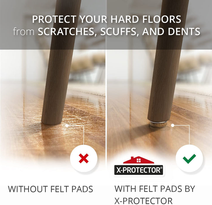 Screw-On Felt Pads by X-Protector 24 pcs - Felt Furniture Pads – 1.1” - Protect Your Hardwood Floors!