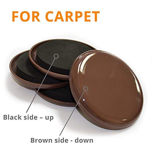 Furniture Sliders for Carpet X-PROTECTOR 8PCS 4 3/4 - Move Your Furniture  Easily with Furniture Movers Sliders for Carpets!