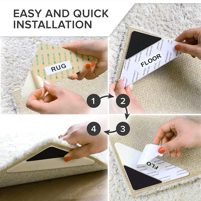 4/8pcs Carpet Tape Non Slip Rug Tape Reusable Rug Pad Gripper for
