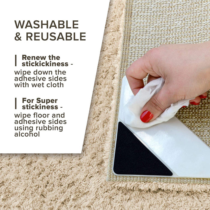 Reusable Corner Area Carpet Rug Grippers - V Shaped - Prevents