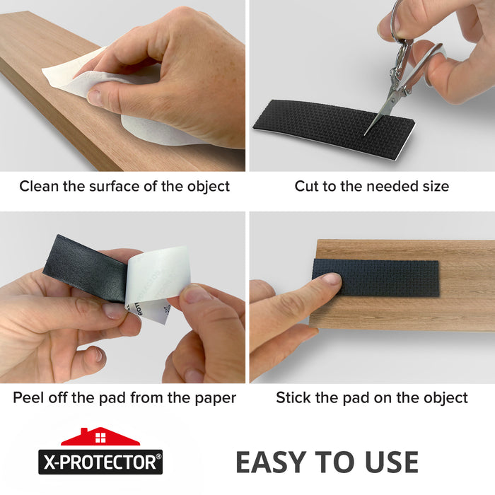 Rubber Self-Adhesive Non Slip Black Strip by X-Protector 8 pcs 1 x 4!