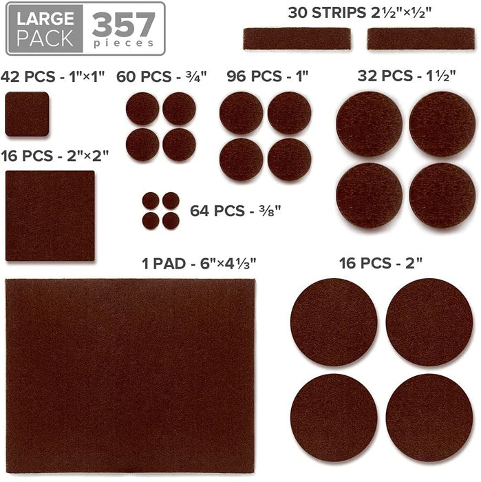 Felt Pads, Brown, Assorted Sizes