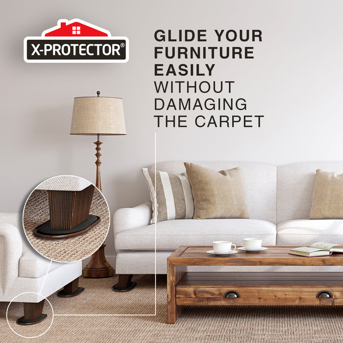 Furniture Sliders for Carpet X-Protector 4 Pcs 9 1/2 - The Best Heavy-Duty Moving Pads - Sliders for Furniture. Move Your Furniture Easily with