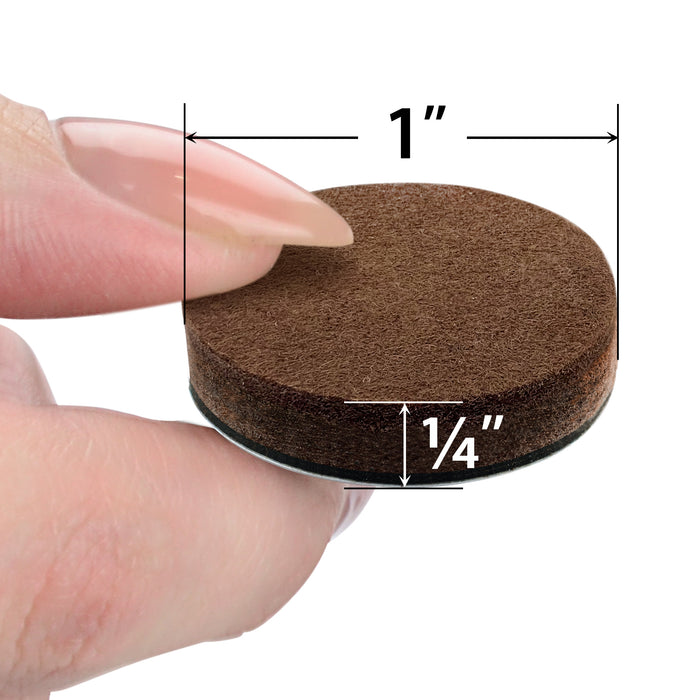 Self-Stick Round Felt Pads, Brown, 1-1/2-Inch