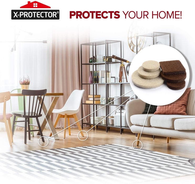 Premium Felt Furniture Pads X-PROTECTOR 10 pcs 8” x 6” x 1/5