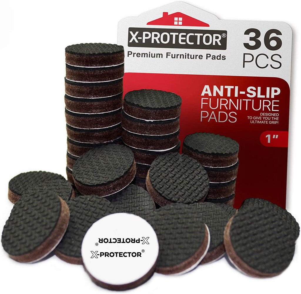 X-Protector Non-Slip Furniture Pads 48 pcs: 16 Square 2” & 32 Round 1”