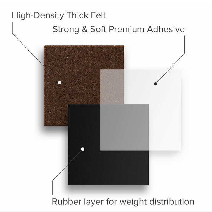 24 Heavy-Duty Felt Furniture Pads 1” 1/4” Thick X-Protector! Square Felt Pads for Furniture Feet - The Best Felt Floor Protectors for Furniture to