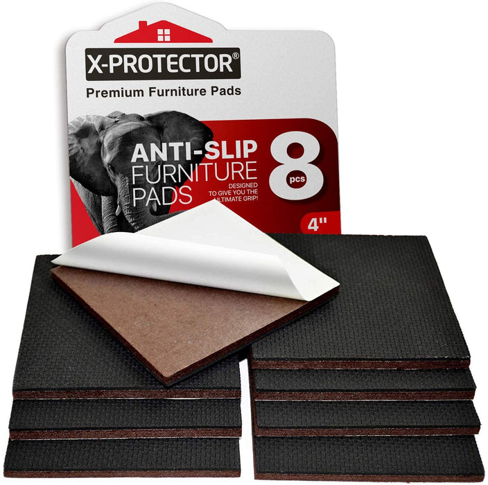 Non Slip Furniture Pads X-Protector Premium 8 Pcs 4 Furniture Pad! Best Furniture Grippers - Selfadhesive Rubber Feet Couch Stoppers Ideal Furniture