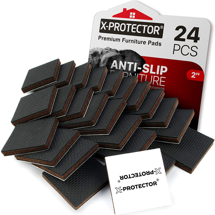 X-Protector Furniture Grippers – Premium 24 Pcs 2” Furniture Pads – Floor Protectors for Furniture Legs. Best Non Slip Pad Rubber Feet – Stop Your