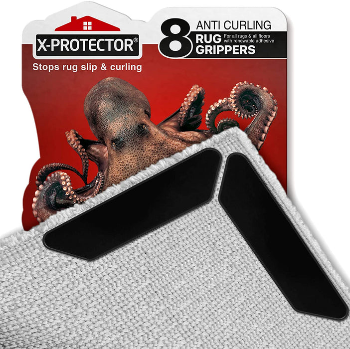 Rug Gripper, 4 PCS Upgraded Non-Slip Corner Carpet Gripper Rug Grips,  Reusable Rug Grippers for Area Rugs, Anti-Skid Rug Tape