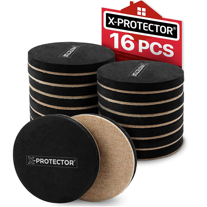 X-Protector Heavy-Duty Furniture Sliders for Hard Floors 16 Pcs 3.5”
