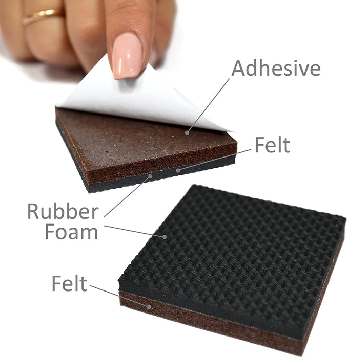 X-Protector Rubber Sheet - 4 Pcs Rubber Pads 4 x 5 - Black Non Slip Pad - Universal Anti Skid Pads - Self-Adhesive Rubber Grips - Premium Rubber